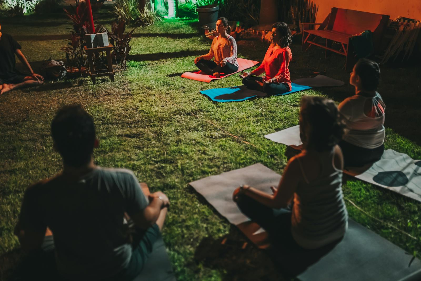 Women Sitting on the Yoga Mat